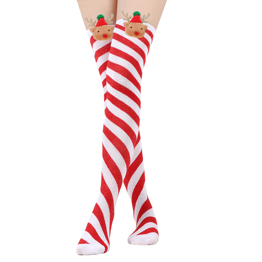 Bow Christmas Stockings Over The Knee Decorative High Tube