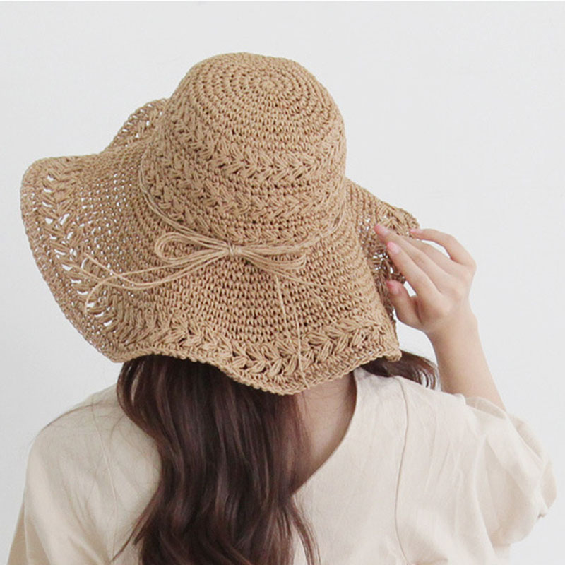 Handmade Hollowed Out Female Summer Seaside Straw Hat
