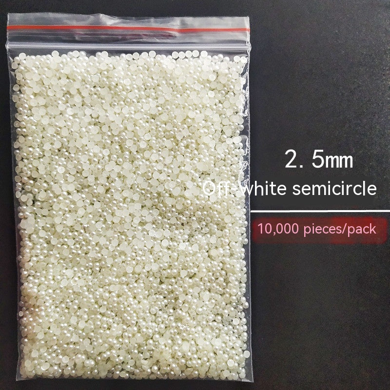 Manicure Flat Semicircle Pure White Rice White Pearl