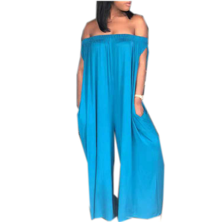 One-shoulder Tube Top Casual Loose Plus Size Sleeveless Jumpsuit