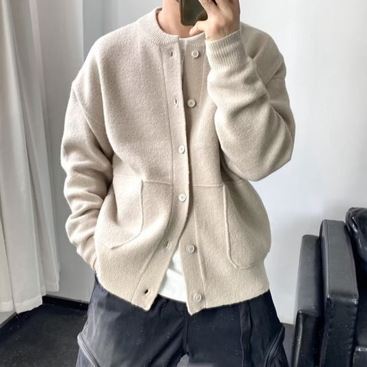 Japanese Wool Cardigan Men's Spring And Autumn Hong Kong Style Sweater