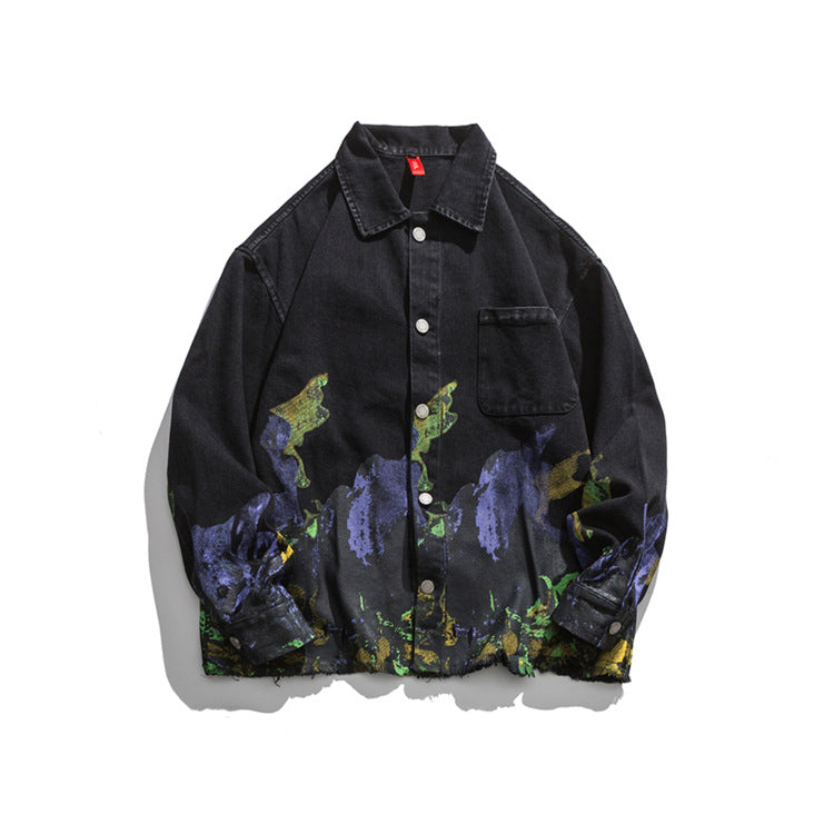 Oil Painting Print Retro Jacket Trendy Street Loose Work