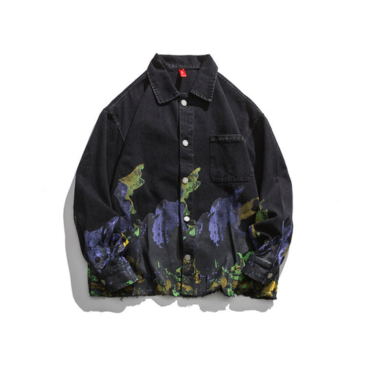 Oil Painting Print Retro Jacket Trendy Street Loose Work