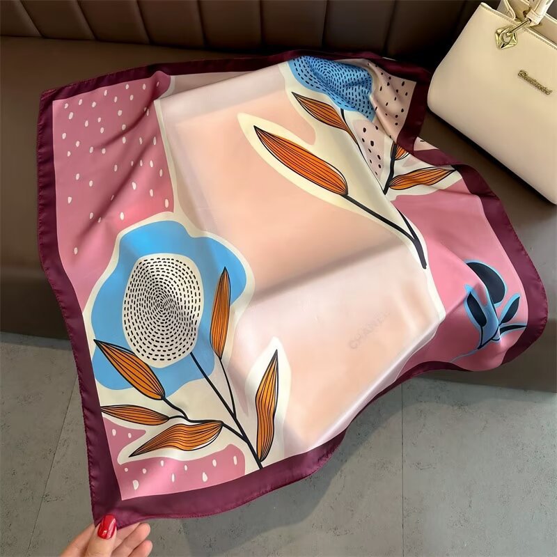 New Dopamine-print Silk Scarf For Women