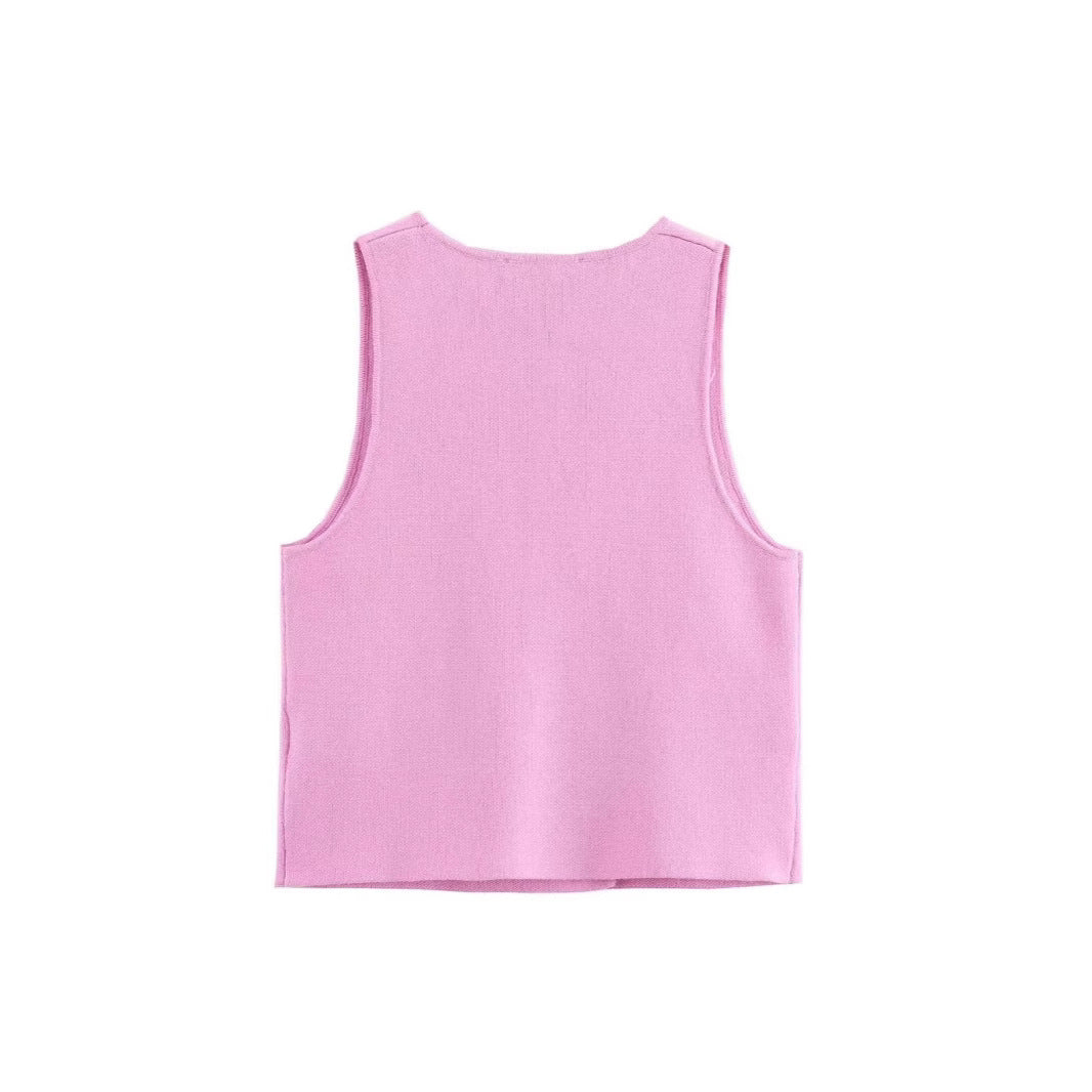 Vest Plain Weaving Knitting Sleeveless