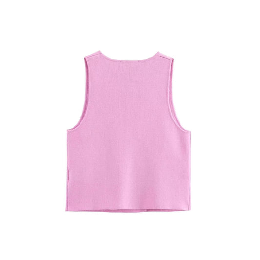 Vest Plain Weaving Knitting Sleeveless