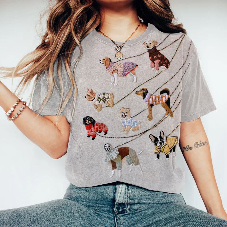 Women's Printed Round Neck Sweater Pullover Leisure Loose Pullover Street Style