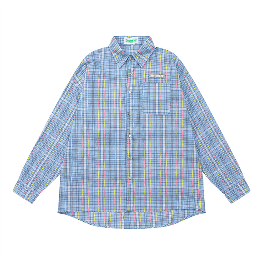 Plaid Long-sleeved Shirt Men's Autumn Street American Style