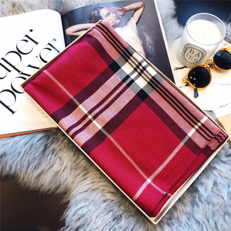 Fashion Plaid Cashmere Sjal Tofarvet Tørklæde