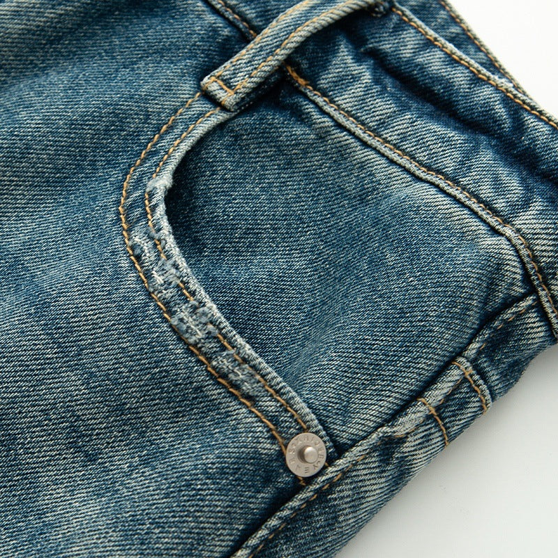Tidlig Efterår Nye Højtaljede Slankende Retro Lige Jeansbukser Til Kvinder