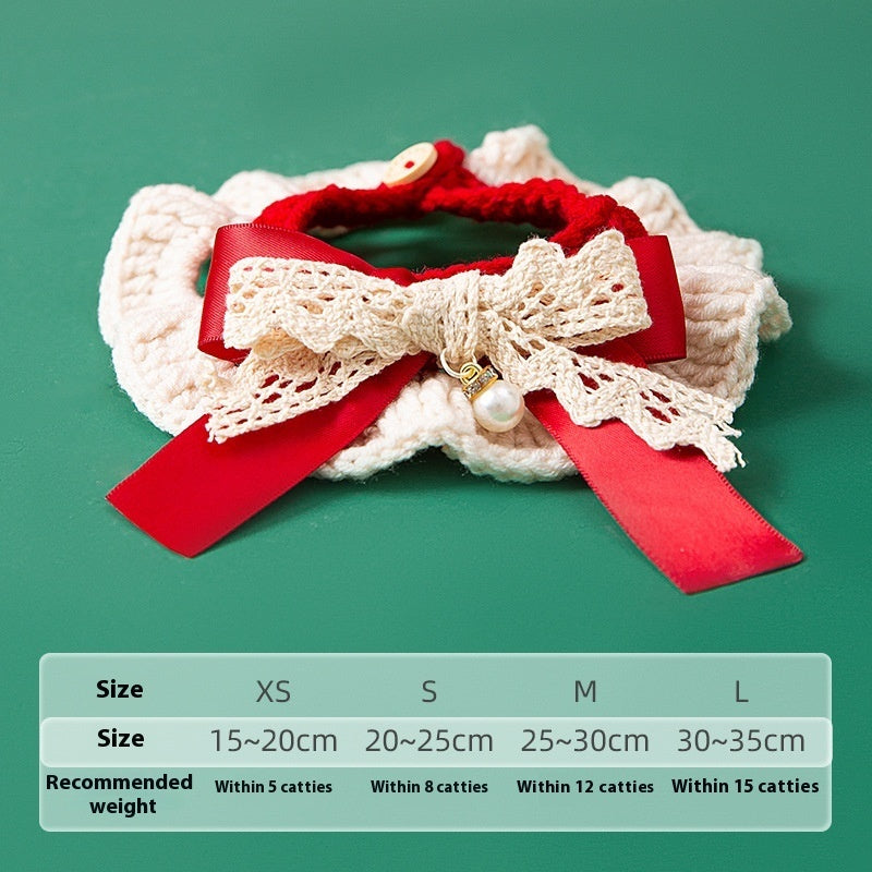 Christmas Pet Woven Milk Cotton Hand Knitting Yarn Collar