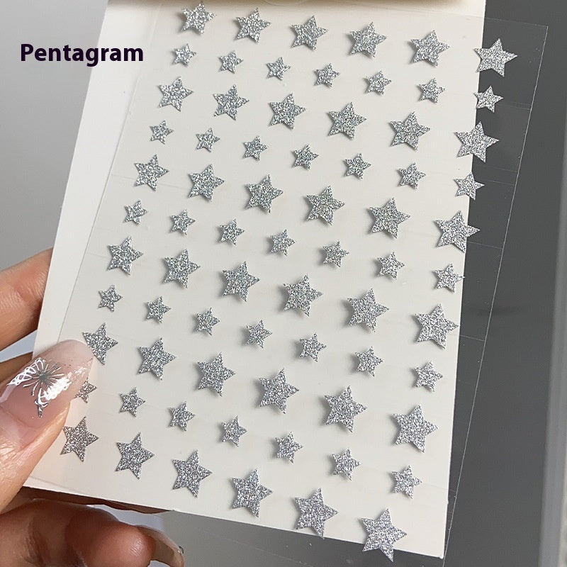 Silver Butterfly Sticker Love Five-pointed Star Manicures Decoration Glue-free