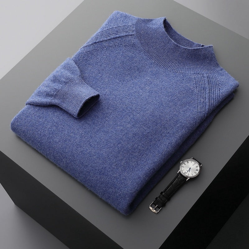 Half Turtleneck Cashmere Knitted Raglan Sleeve Sweater