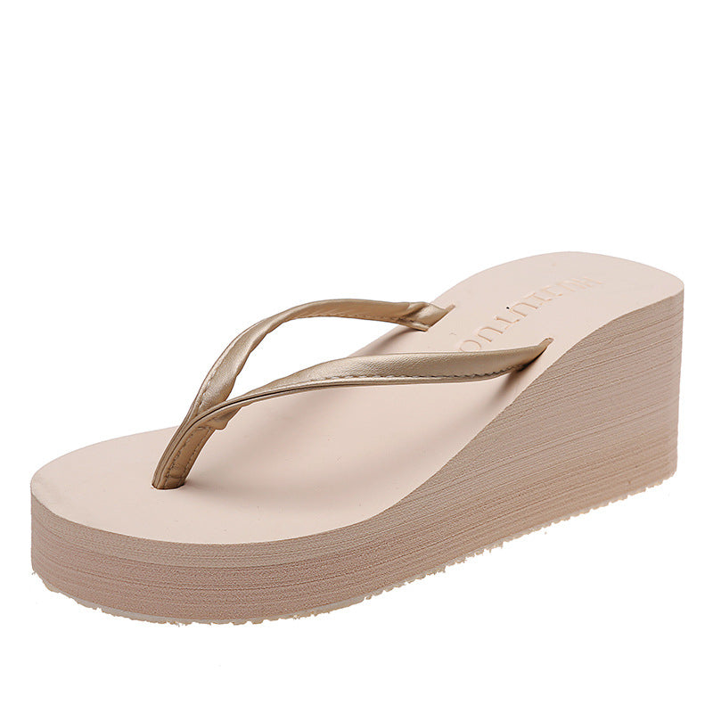 Women's Solid Color Flip-flops Thick Bottom Slippers