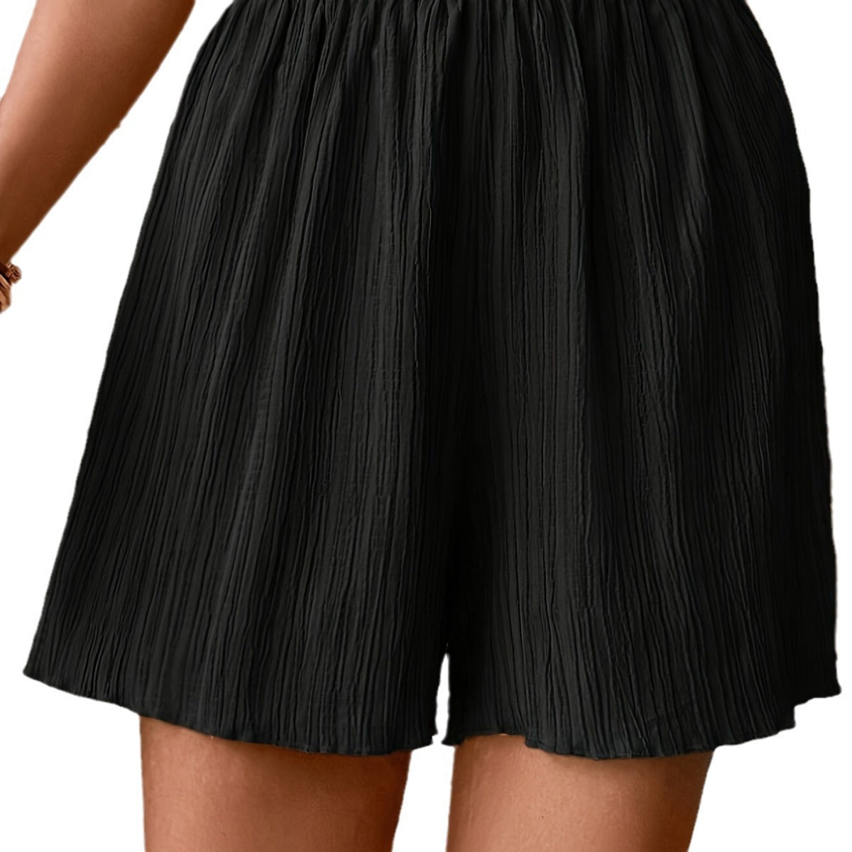 European And American Solid Color Elastic Waistband Shorts