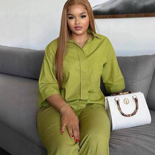 Womens Relaxed-fit Top And Wide-leg Pants Casual Set