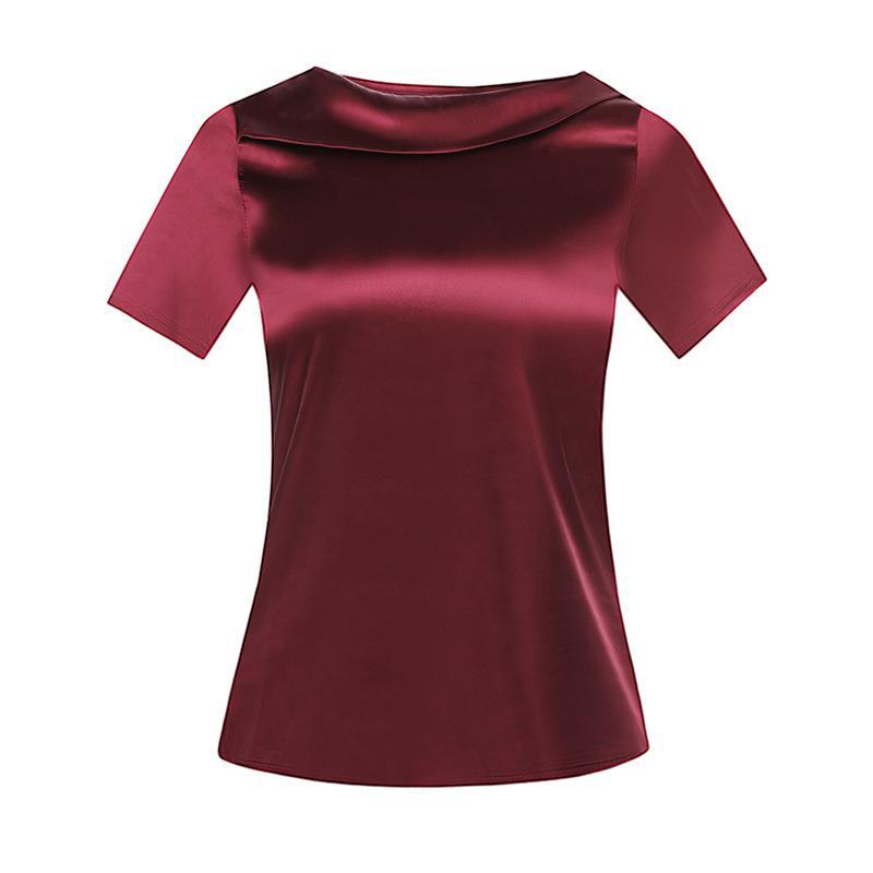 Acetate Satin T-shirt Women's Short Sleeve
