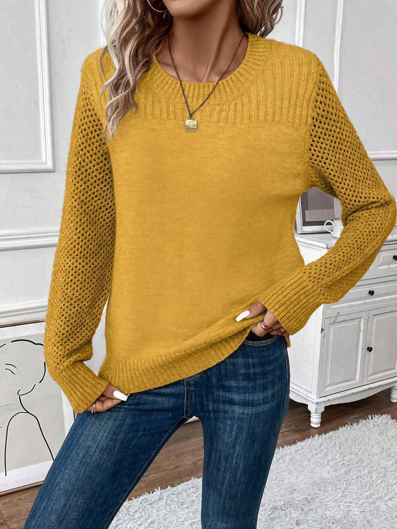 European And American Round Neck Long Sleeve Solid Color Sweater Bottoming Sweater