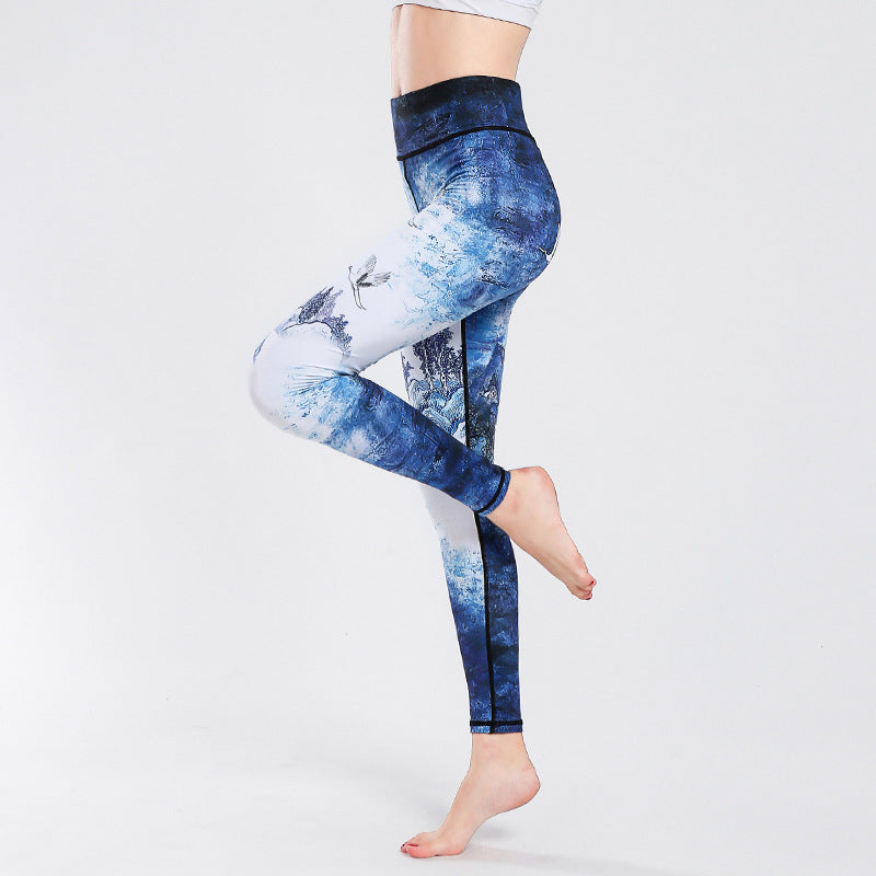 New fitness pants women's printed stretch tights