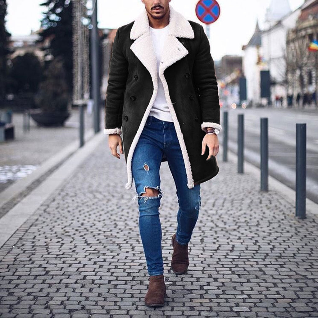 Winter Hot Style Faux Deerskin Polar Fleece Long Warm Coat