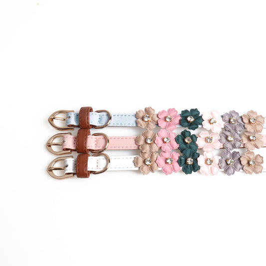 Pet Dog Flower Collar With Rhinestones