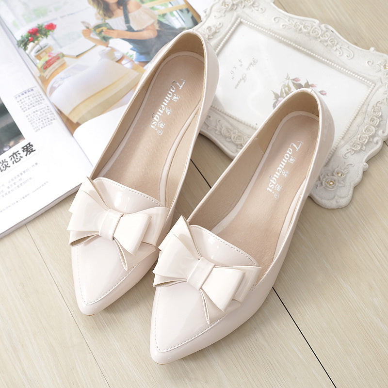 Women's Pointed Toe Sweet Bow Soft-soled Scoop Shoes