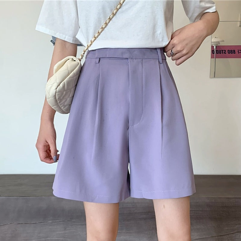 Suit casual five-point pants high waist slim shorts