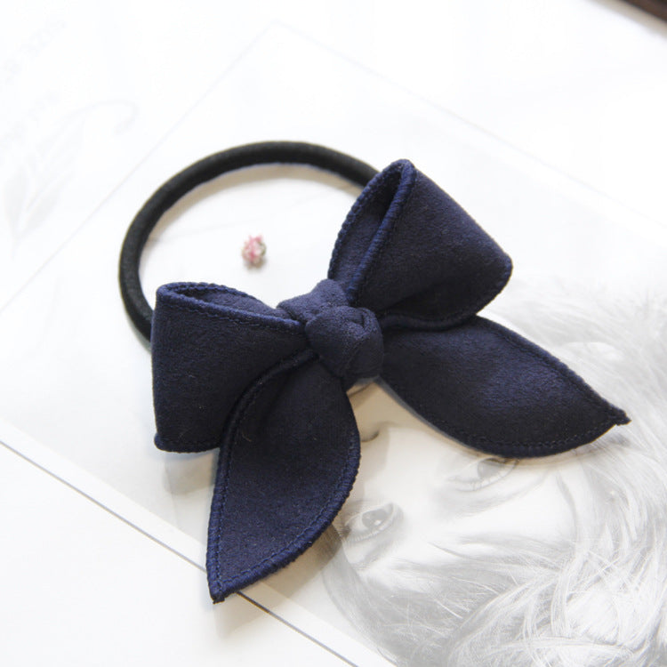 Pure Color Fabric Butterfly Head Rope Suede Bow Hair Rope