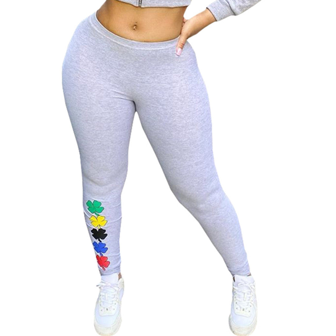 Fashion Printed Sexy Slim-fit Buttocks Casual Trousers