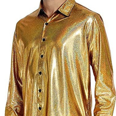 Men's Formal Solid Color Casual Sequin Button-up Shirt