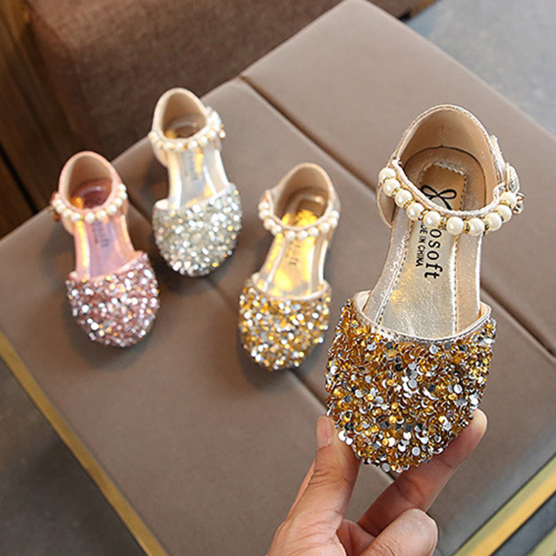 Girls pearl half sandals