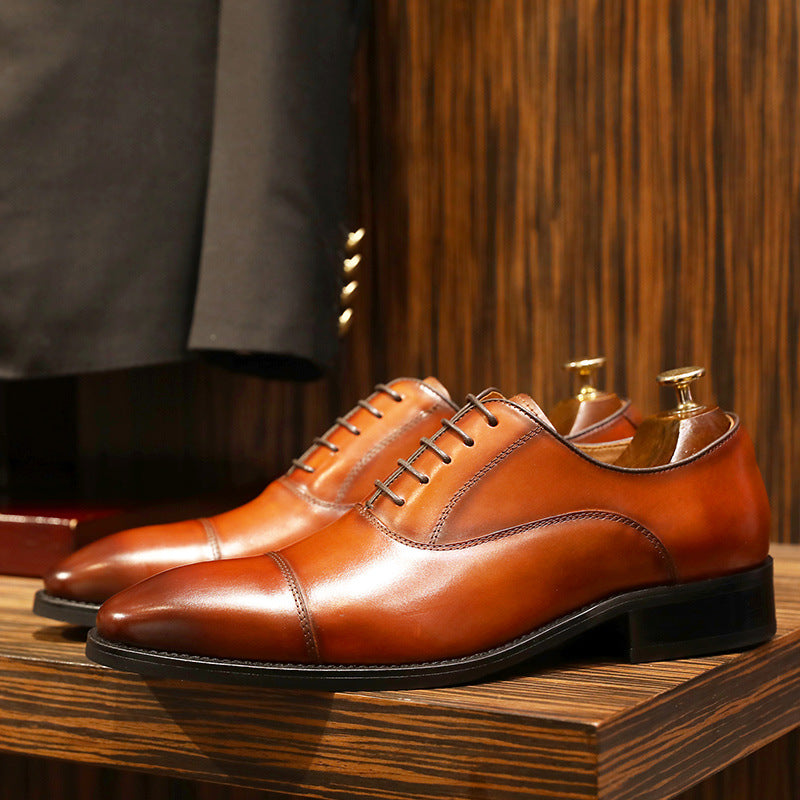 New style leather shoes men's classic three-joint men's shoes laces