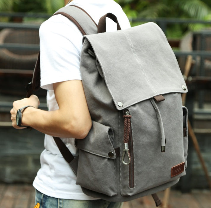 Korean men's backpack, leisure backpack, travel computer bag, men's canvas schoolbag
