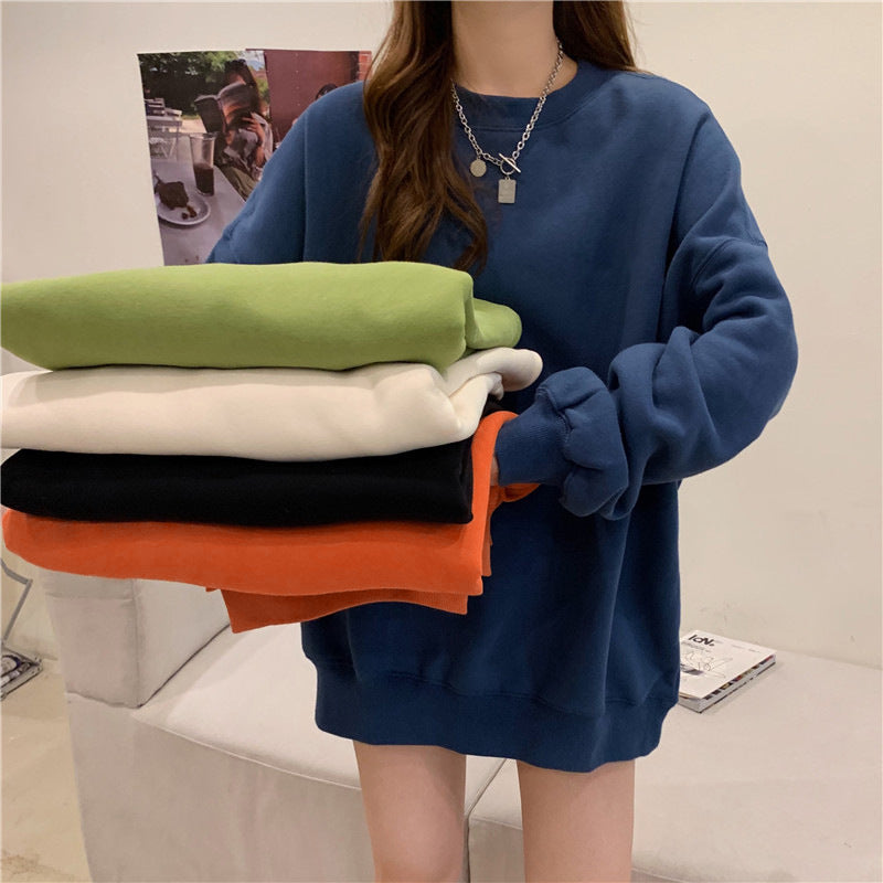 Dame Sweater i Ensfarvet med Pelsdetaljer