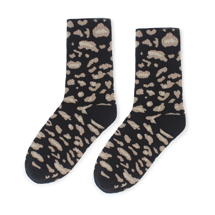 Leopard socks, female leopard, personality, tide, autumn and winter, Korean version, stockings