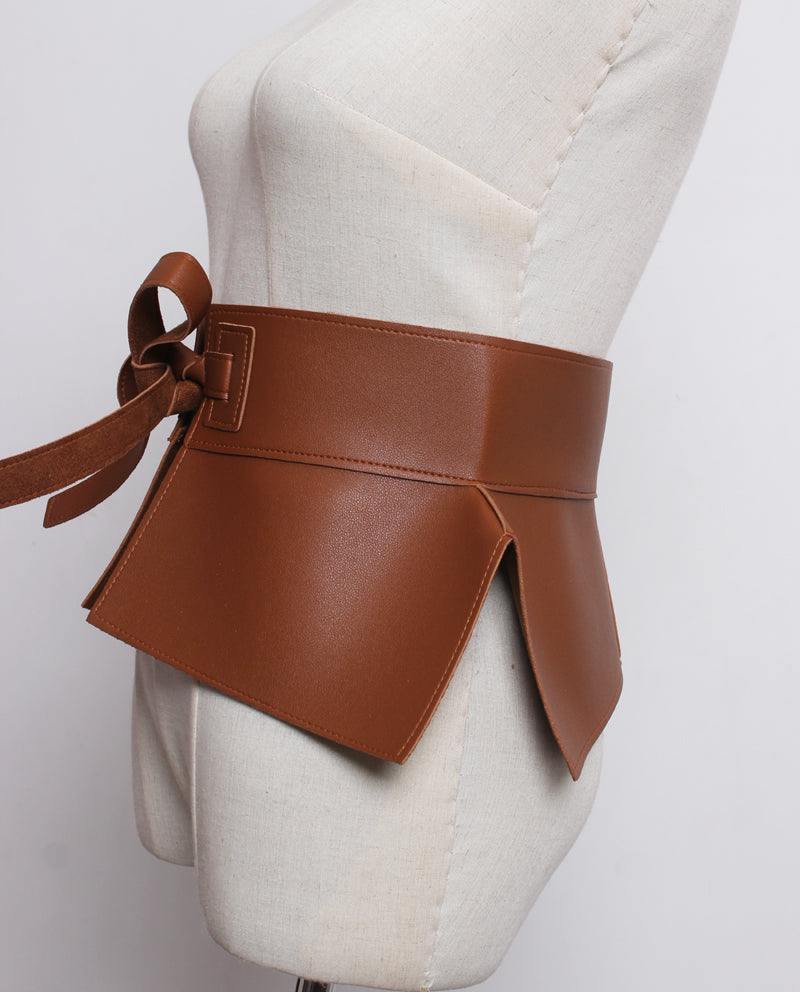 Leather pants tie bow belt