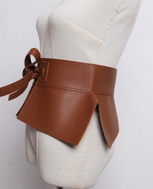 Leather pants tie bow belt