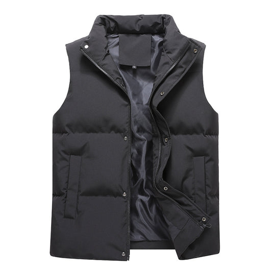 Womens Solid-Color Casual Padded Warm Vest