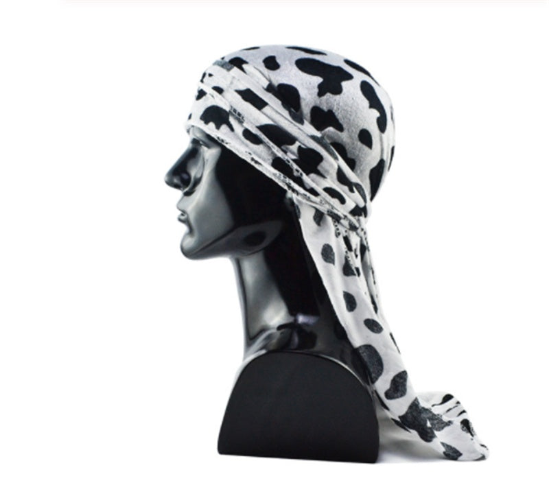 Plush printed long tail hat