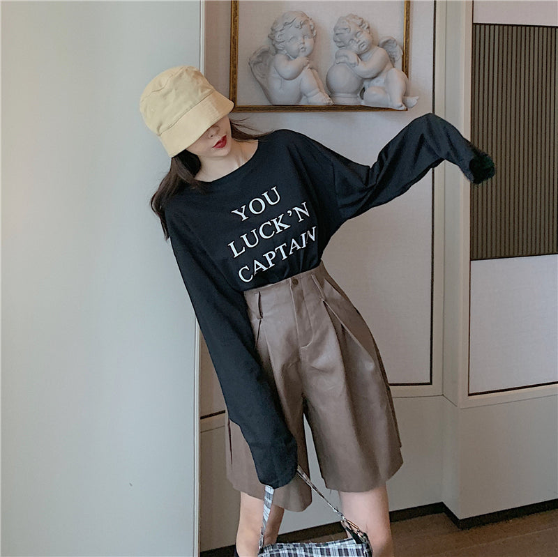 High waist PU leather pants