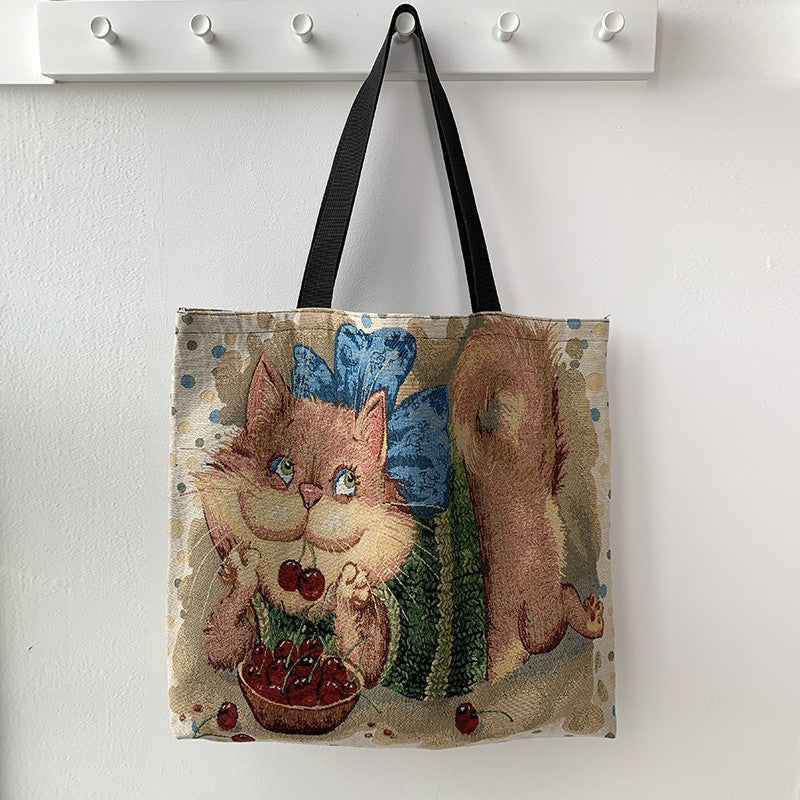 European Style Printed Canvas Large Capacity Handbag