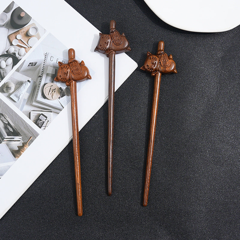 Wooden Women's Chinese Style Headdress Animal Hairpin