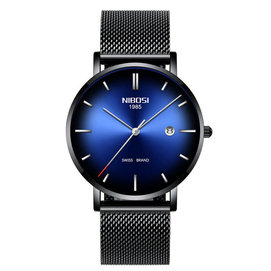 International trade cross border nibosi fashion men's watch waterproof calendar business men's watch thin mesh quartz watch