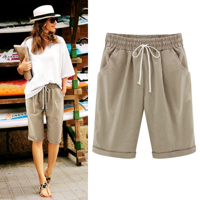 Summer casual pants, women's five-pants, thin section, wearing a pair of pants, large size