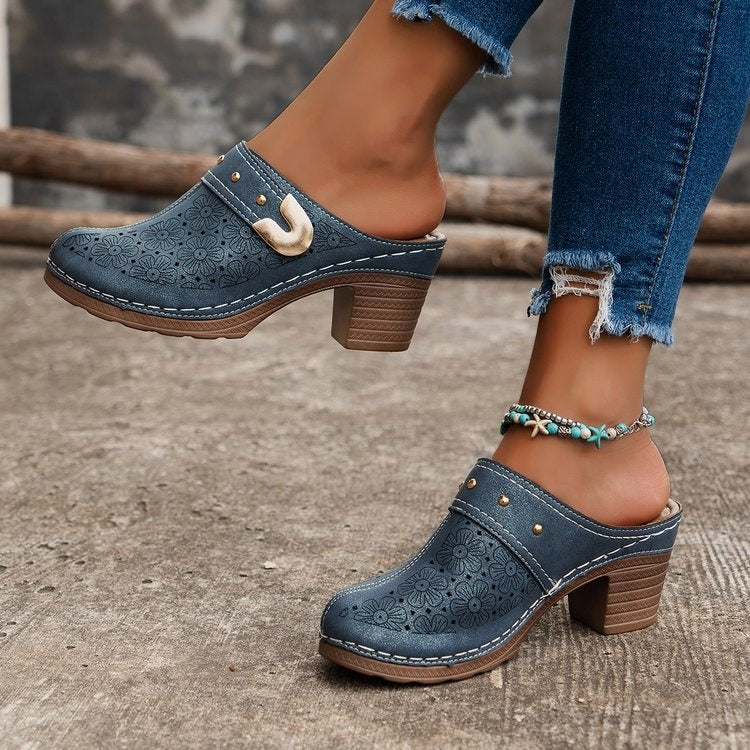 Closed Toe High Heel Sandal Slippers Women