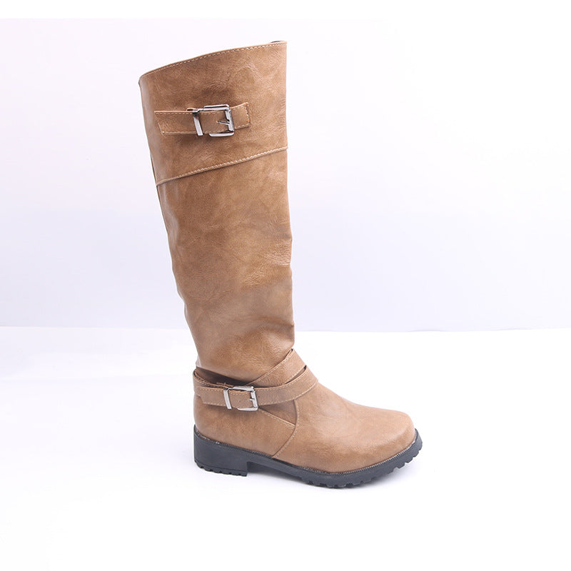 New Winter Fashion Low Heel Buckle Ladies Boots
