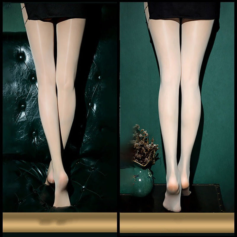 Black Sexy Oily Stockings Women's Summer Ultra-thin Pearl Shiny Gold  Crotch Bottoming Panty Socks Net Red Tide