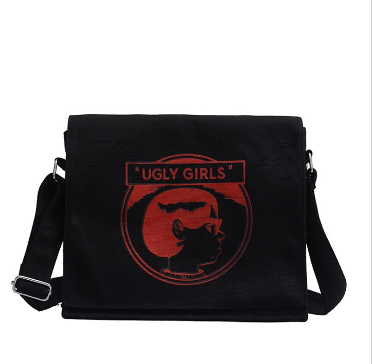 New simple shoulder diagonal bag Messenger bag Student printed canvas backpack handbag
