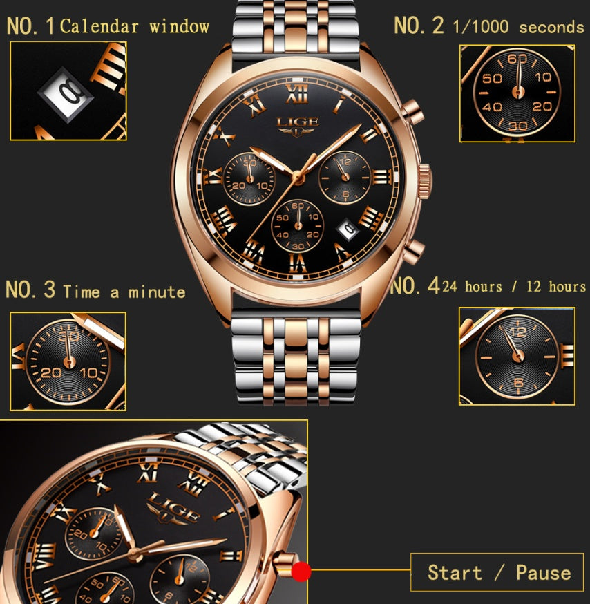 Fashion large dial European and American style steel belt watch sports watch DZ men's quartz watch