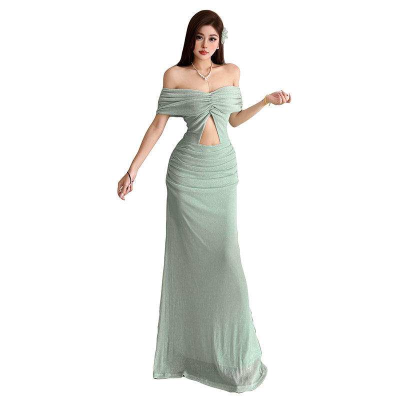 Strapless Slim Fit Crop Top Cutout Off Shoulder Dress Womens Style